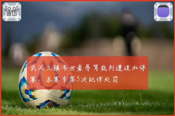 武汉三镇韦世豪辱骂裁判遭追加停赛,本赛季第5次纪律处罚